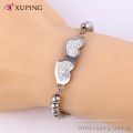 Pulsera-6-xuping joyería de acero inoxidable, pulseras con cuentas de corazón indio